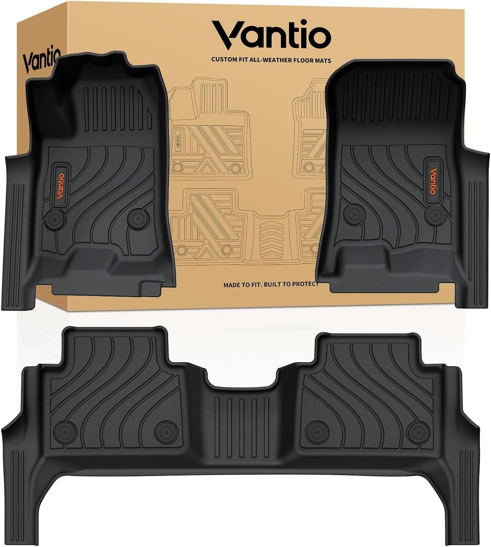Floor Mats for 2023-2025 2026 Chevy Colorado/GMC Canyon Crew Cab, Custom Fit All Weather TPE Floor Liners with Door Sill Protection, Waterproof Heavy Duty Full Coverage Black
