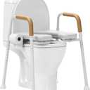 Loyoda Heavy-Duty Steel Toilet Seat Riser with Plush Memory Foam & Flip-Up Seat - Secure 350 lbs Capacity, Adjustable Height Raised Toilet Seat for SeniorsPregnant, Disabled, Handicapped