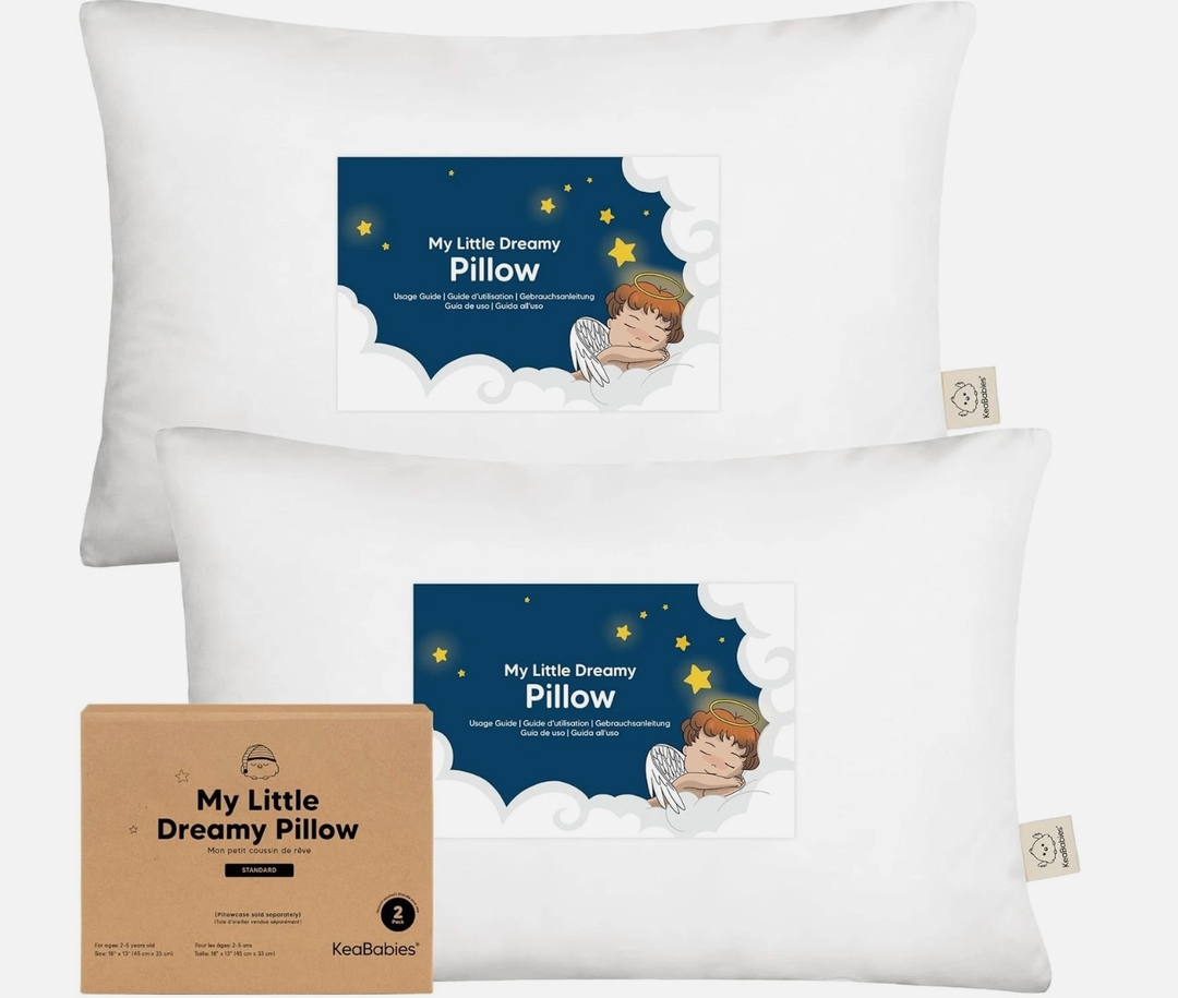 KeaBabies Toddler Pillow - Soft Organic Cotton Kids Pillows for Sleeping - Travel Pillow for Kids Age 2-5 2PACK