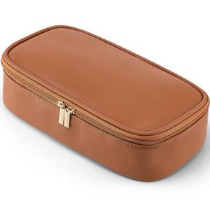 Vlando Travel Makeup Bag,Small Makeup Bag for Women,Gifts for Women Girls, Makeup Pouch Purse Travel Essentials Toiletries-Brown