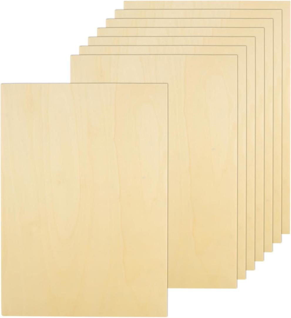12Pcs 16 x 12 x 1/16 Inch Basswood Sheets, Unfinished Basswood Sheets, Plywood Sheet for Arts and Crafts, Painting, Pyrography, Wood Engraving, Wood Burning, Laser, Architectural Models
