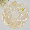 Gold Placemats Set of 6, Creative 3D Flower Placemats Waterproof & Oil-Proof - Metallic Pressed Vinyl Round Place Mats Fancy Decorative Table Mats for Holiday Wedding Accent Outdoor