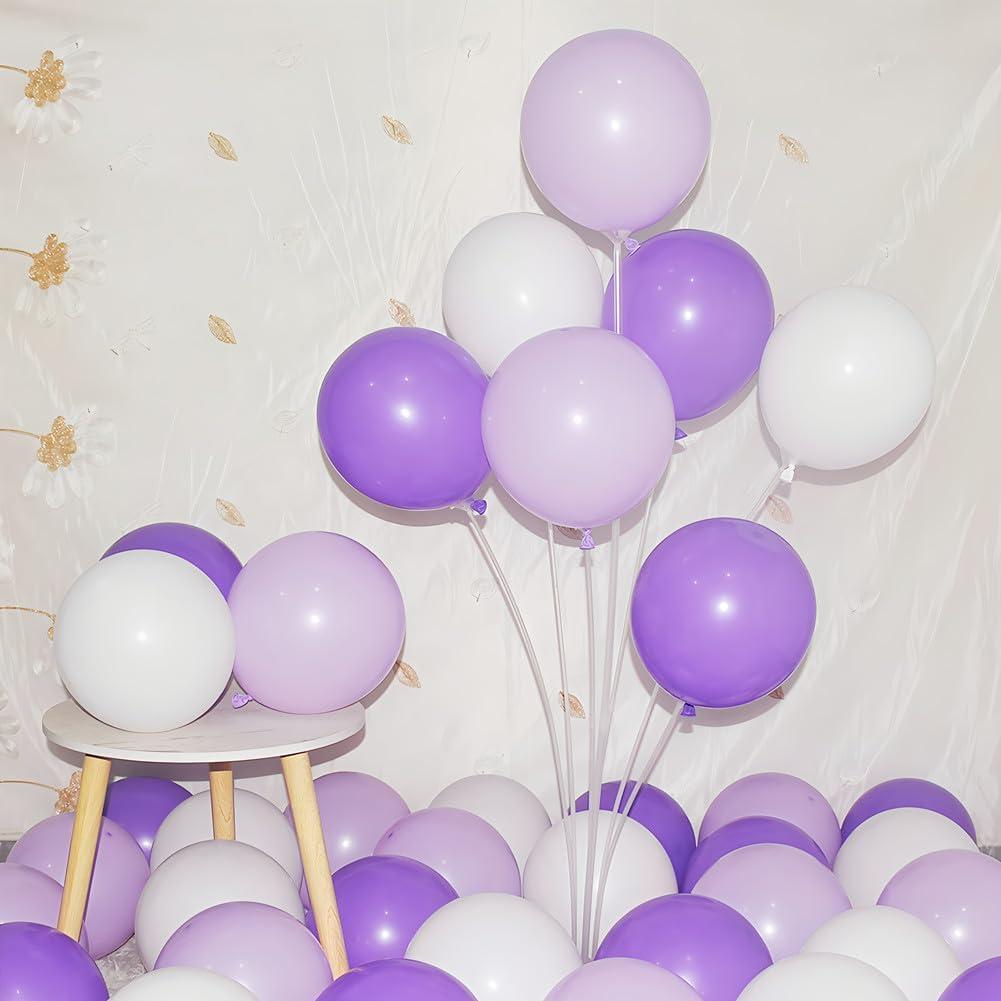 200 Pcs Purple and White Balloons 5 Inch Pastel Macaron Light Lavender Assorted Colors Latex Balloon for Girl Birthday Wedding Anniversary Baby Shower Princess Party Decoration