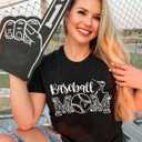 YZMI Mama Shirts for Womens Sport Mom Tshirt Funny Short Sleeve Letter Printed Tees Mom Gift Tops (Black, S)