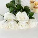 Mkono Rose Artificial Flowers 10 PCS Fake Rose Bouquet Silk Faux Flowers with Long Stem Realistic Blossom Roses for Home Decor Wedding Party Valentine's Day DIY Decorations (White)