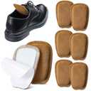 Shyyween 3 Pairs Shoe Tongue Pads Soft Suede Leather Self Adhesive Inserts for Men Women Handmade Elastic Foam Shoe Padding for Solves Loose Shoes Problem(Brown,Size L)