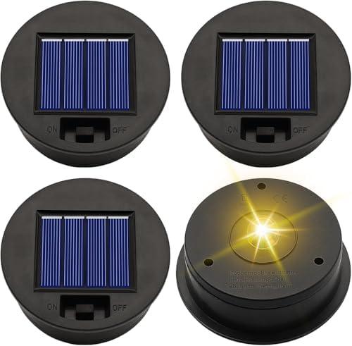 Solar Light Replacement Top Parts 3 Pack(Top Size 3.31 inch,Bottom Size 2.83 inch) 7 Lumens Lantern Lids Waterproof LED Replacement Light Decorations for Outdoor Garden, Patio,Pathway,Yard,Warm White