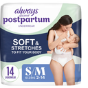 Always Discreet Postpartum and Adult Incontinence Underwear for Women, Small/Medium, Maximum Protection, 14 Count