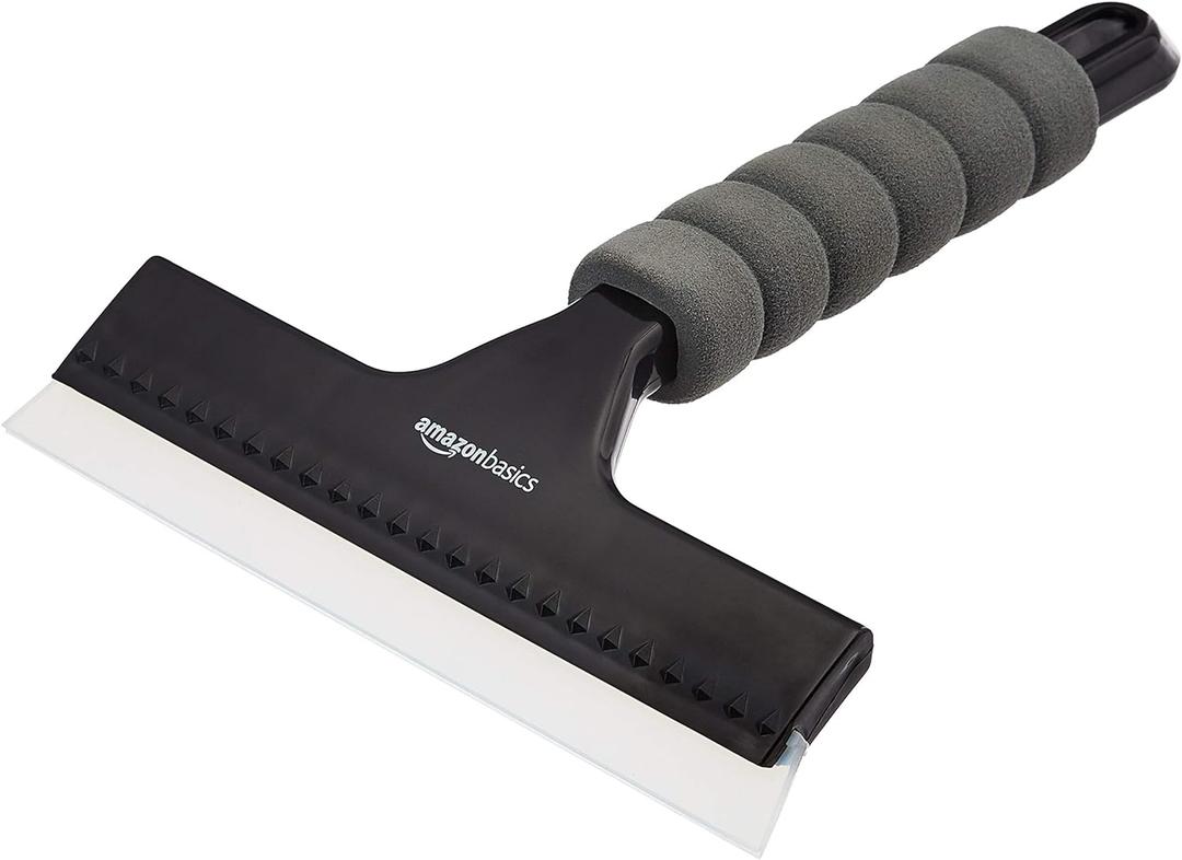 Amazon Basics Window Squeegee with Handle for Car Windows, Glass, Mirror, Black