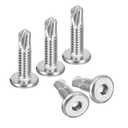 uxcell Hex Socket Self Tapping Screws, 1/4 x 1 410 Stainless Steel Sheet Metal Flat Head Drilling Screw 100pcs, Silver