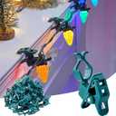 C7 C9 Christmas Lights Universal Spring Clips, 150 Count Quick Spring Clips for Holiday Light Decorations, Shatterproof Shingle and Gutter Clips for E12 E17, Metal Surface Roof Fence Railing Gates (Green)