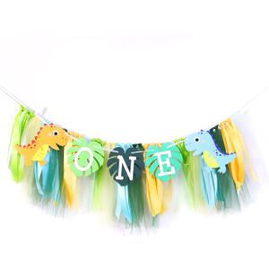 Dinosaurs One Birthday High Chair Banner  Dinosaurs TuTu First Bday Party Decorations, 1st High Chair Decor, Boy First Birthday Banner, Smash Cake Photo Prop
