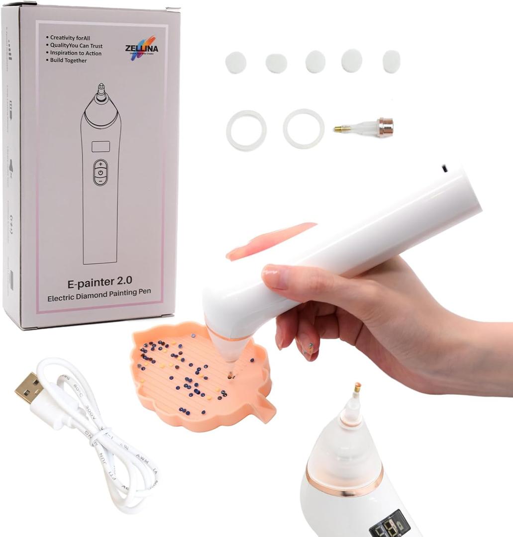 Electric Diamond Painting Pen, Cordless Diamond Art Pens with Adjustable 5 Suction Mode and Replacement kit, No Wax Needed, DIY Tools Accessories with Ergonomic Design for Adult