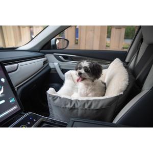 Best Pet Supplies Dog Pet Booster Seat, Dog Car Seats for Small Dogs & Medium Dogs, Soft Plush Cushion with Comfortable Bedding, Secure Straps, and Tall Pillow, Gray (21"L x 20"W x 14"H)