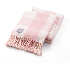 Mellowdy Classic Checkered Blanket - Faux Cashmere Plaid Throw with Fringe - Soft Woven, Lightweight, Farmhouse, Vintage Inspired Dcor for Couch, Chair, Office (Lotus Pink, 50x60)