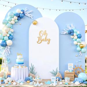White and Blue Arch Backdrop Cover Set of 3-6ft, 6.6ft, 7.2ft Arch Covers Stretchy Backdrop Spandex Baby Shower Arch Stand Covers for Birthday Party Wedding Bridal Shower Photo Background Decoration
