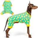 KYEESE Dog Pajamas Velvet Dog Pajamas Large-Sized Dogs Soft Dogs Clothes PJs with Yellow Ducks Pattern Stretchy Pet Jammies Coat Comfy Pet Onesie Costume, 3X-Large