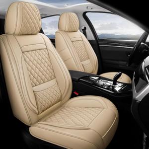 BABYBLU Car Seat Covers Full Set,Universal Leather Car Seat Covers for Cars,Waterproof Leather Automotive Vehicle Cushion Cover Fit for Most Cars SUV Pick-up Truck