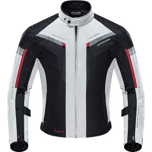 Motorcycle Jacket Motorbike Biker Waterproof Jackets Windproof Full Body Protective Gear Armoured Summer Winter for Men (Large, White)