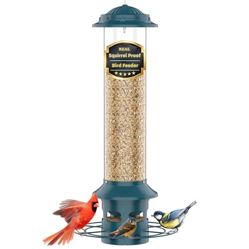 Lager Bird Feeder,Metal Squirrel Proof Bird Feeders for Outdoors Hanging 6.5LB Capacity Bird Feeder,Easily Beat Squirrels,Attracting Finch,Cardinal,Chickadee