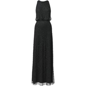 Adrianna Papell Womens Halter Blouson Beaded Gown (Black) 10
