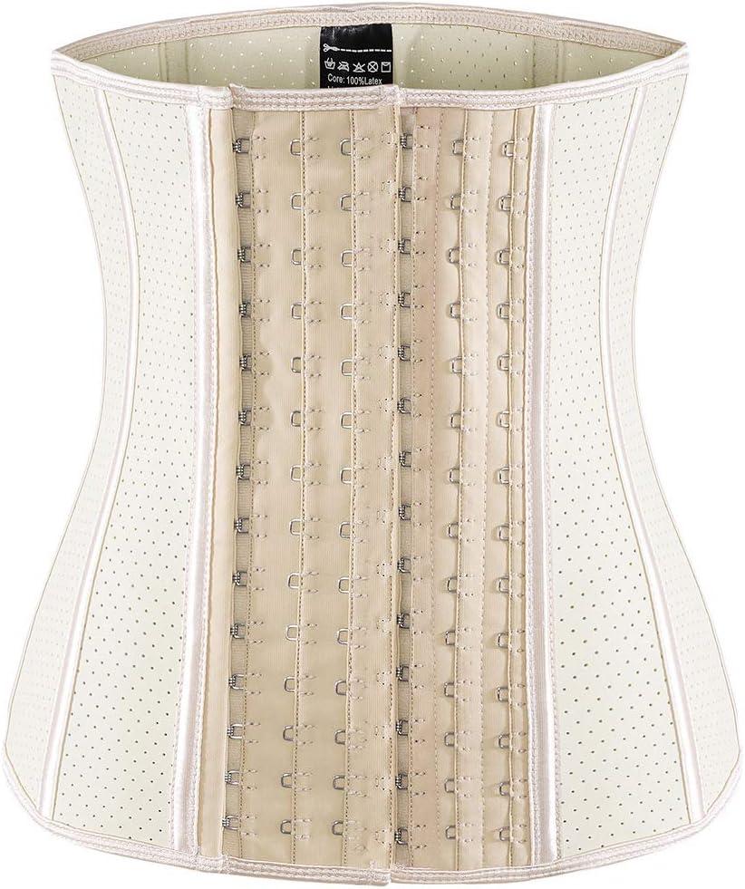 ECOWALSON Waist Trainer for Women Corset Cincher Body Shaper Girdle Trimmer with Steel Bones Extender (3X-Large, B-beige(9 Steel Bones Height:11.6"))