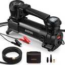 AstroAI T4 Heavy-Duty Air Compressor Truck Tire Inflator with 1.97CFM Auto Shutoff 12V, 120PSI Digital Screen with Alligator Clips, LED Light for Pickup, Truck, SUV RV for Up to 33 Inch Tires (White)