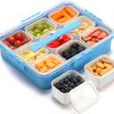 Snackle Box Container for Adults with 9 Compartment, Divided Serving Tray Snack Box Containers with Lid and Handle, Charcuterie Boxes Portable Snack Platter for Fruit Veggie Party Travel, Blue