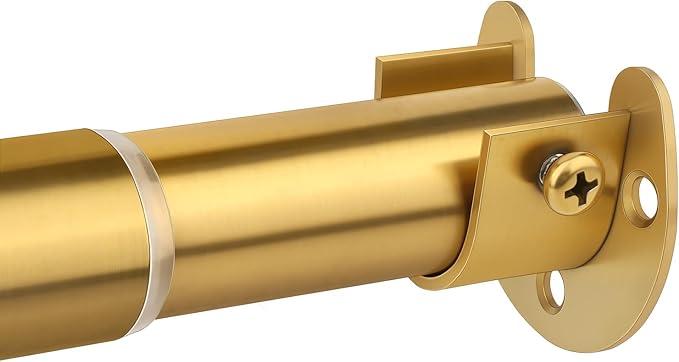 Closet Rods for Hanging Clothes, 17 to 76 Inch Adjustable Metal Closet Rod, Heavy Duty Closet Poles for Wardrobes, Closet, Laundry, Bathroom, Windows, Easy Installation, Gold