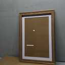 Golden State Art, 13x19 Ornate Finish Photo Frame with White Mat for 11x17 Picture & Real Glass. Color: Distressed Gold