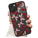 ZIYE Magnetic Case for iPhone 14 6.1 Inch [Compatible with MagSafe] Hard PC and Soft TPU Case with Cherry Pink Bows Anti-Scratch Shockproof Protection Phone Cover for Women