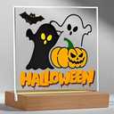 Halloween Decor Spooky Ghost Sign - Bat, Ghost & Pumpkin for Fall Decor Halloween Sign Gifts Fall Decorations for Home, Pack 3