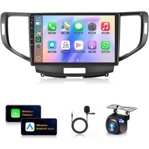 [4G+64G] Car Stereo for Acura TSX 09-14/ Honda Spirior 09-13/Honda Accord 08-12Android Wireless CarPlay Android Auto,9" IPS Car Stereo Bluetooth5.0,GPS,WiFi,SWC,59UI,32EQ AI DSP+Backup Camera