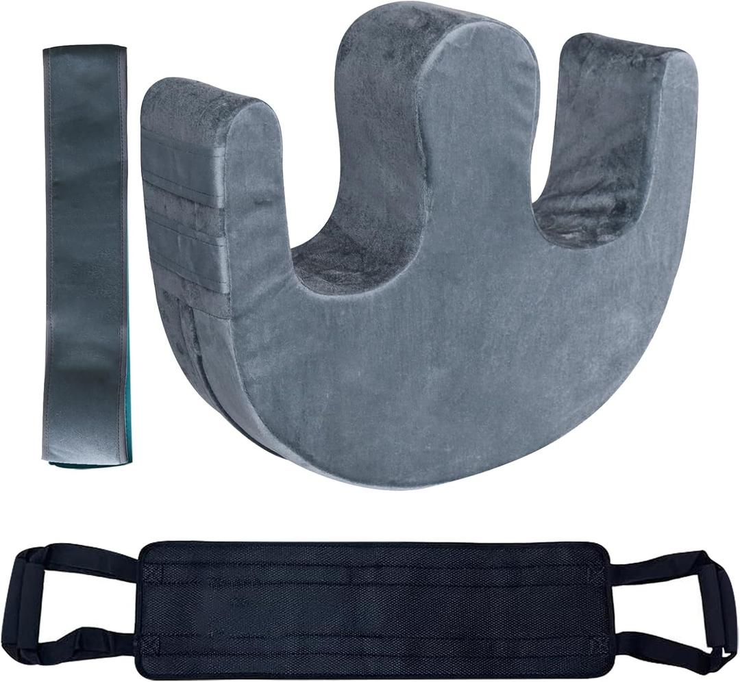 Bedridden Patient Turning Device with Fixing Strap and Transfer Nursing Sling Lift Belt Set Multifunctional Bedroll Turning Pillow Bed Rest Leg Elderly Nursing Products Patient Lift Aid, Grey