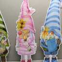 Umigy 3 Pcs Spring Yard Sign Gnome Outdoor Sign with Stakes 32 x 10 Inch Spring Flower Gnome Lawn Decor Spring Yard Decor Spring Lawn Decor for Home Pathway Walkway Decor