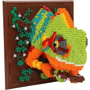 3D Wall Art Chameleon Animal Micro Building Blocks Set for Adults, 2688 PCS, Unique Home Decor & Creative Table Display, Creative Gift Toy for Art Enthusiasts And People Who Love Building Blocks