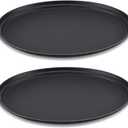 2 Pcs 24 x 29 Inch Restaurant Serving Trays Black PP Plastic Non Slip Rubber Lined Large Oval Tray for Kitchen Dining Room Cafeterias Fast Food Service