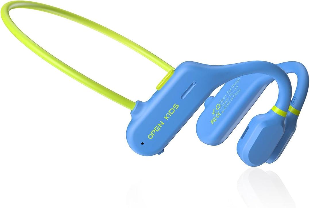 Kids Open Ear Headphones: Bluetooth 5.3 Air Conduction Open Ear Headphones Air Conduction Earbuds with Mic for Boys Girls School/Study/Listen to Music/Watch iPad(Blue002)