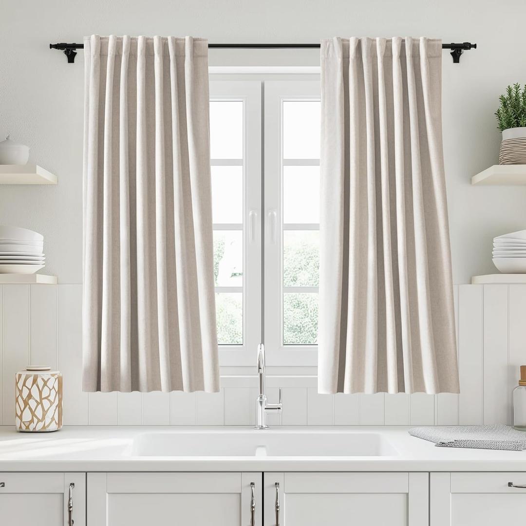 UHITECH Ivory Blackout Curtains 54 Inches Long Thermal Insulated 2 Panels Sets Bedroom 100% Black Out Curtain Light Blocking Drapes for Nursery Kids (52W x 54L)