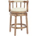 CozyRain Bar Stools Modern Swivel Barstools,Kitchen Counter Genuine Leather Upholstered Vintage Barstool for Home Kitchen Dining Room (Beige, Seat Height 26 in)