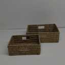 TOPZEA 2 Pack Brown Wicker Storage Basket for Shelves, Hand Woven Paper Rope Shelf Basket, Pantry Organization Baskets with Handle, Decorative Closet Organizer Bins for Kitchen, Bathroom, Coffee Bar
