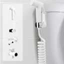 Handheld Bidet Sprayer Kit for Toilet, for Feminine Wash, Bidet Faucet Cloth Diaper, Baby Wash, Pet Wash or Toilet Cleaning, with Spring Type Bidet Hose (White)