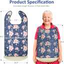 Bravace 4 Pack Adult Bibs for Eating Waterproof Clothing Protector with Detachable Crumb Catcher Adult Bibs for Women and Men (Colorful Big Flower)