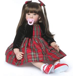 Reborn Toddler Dolls Realistic Girl 24 Inch Real Looking Soft Silicone Limbs and Head Soft Cloth Weighted Body Cute Baby Dolls with Beautiful Princess Dress
