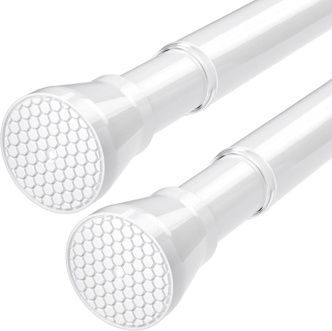 Tension Rods for Windows 28 to 48 Inch 2 Pack Spring Curtain Rods No Drilling White Tension Rod Adjustable Curtain Rods Expandable Pressure Spring Tension Rod for Closet, Doorway