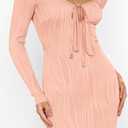 PRETTYGARDEN Cocktail Dresses for Women 2024 Fall Long Sleeve Tie Front Cut Out Bodycon Sexy Club Party Maxi Dress (Pink,Small) (Pink, S)