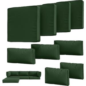 9Pcs Outdoor Chair Cushions Covers Waterproof Anti-Fading for 5 Pack Patio Set Cushion Slipcovers, Outdoor Furniture Cover Replacement, Covers Only, Green