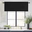 NICETOWN Black Blackout Valance Rod Pocket Thermal Insulated Window Covering Solid Short Curtain for Small Window Bedroom Living Room Topper Decor, 42 x 16 Inches Length, 1 Panel, Black