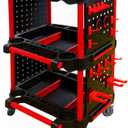 Car Detailing Cart Tool Organizer with 4 Pieces Side Hanging Plate & Hooks,for Mechanics & Detailers During Repairs Car Wash/Wax Detailing Cart-Updated