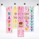 Girls' Birthday Decorative Hanging Banner Set - Colorful & Reusable, Pink Happy Birthday Backdrop for Sister, Fabric Banner for Women Bday Party